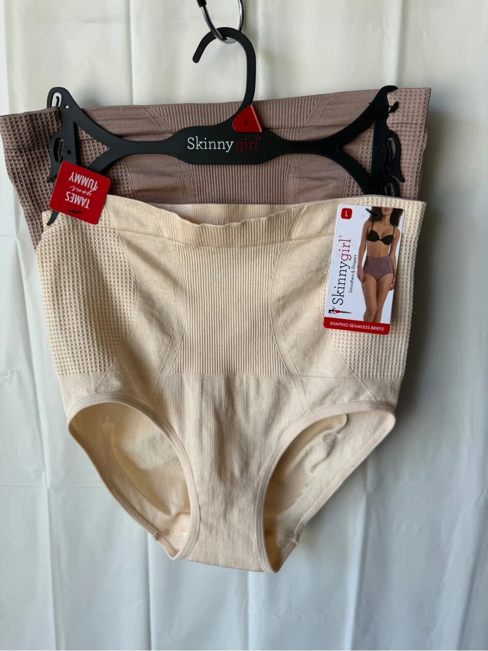 Skinnygirl High-Waist Shaping Seamless Briefs in Beige and Mauve